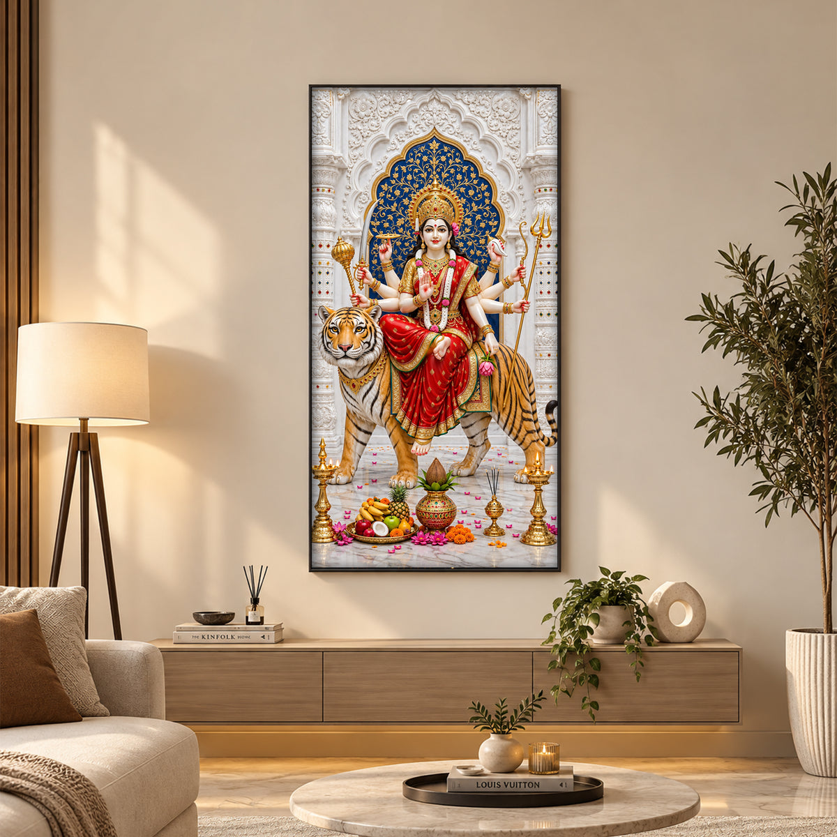 Elegant Durga Mata Premium Acrylic Vertical Wall Art
