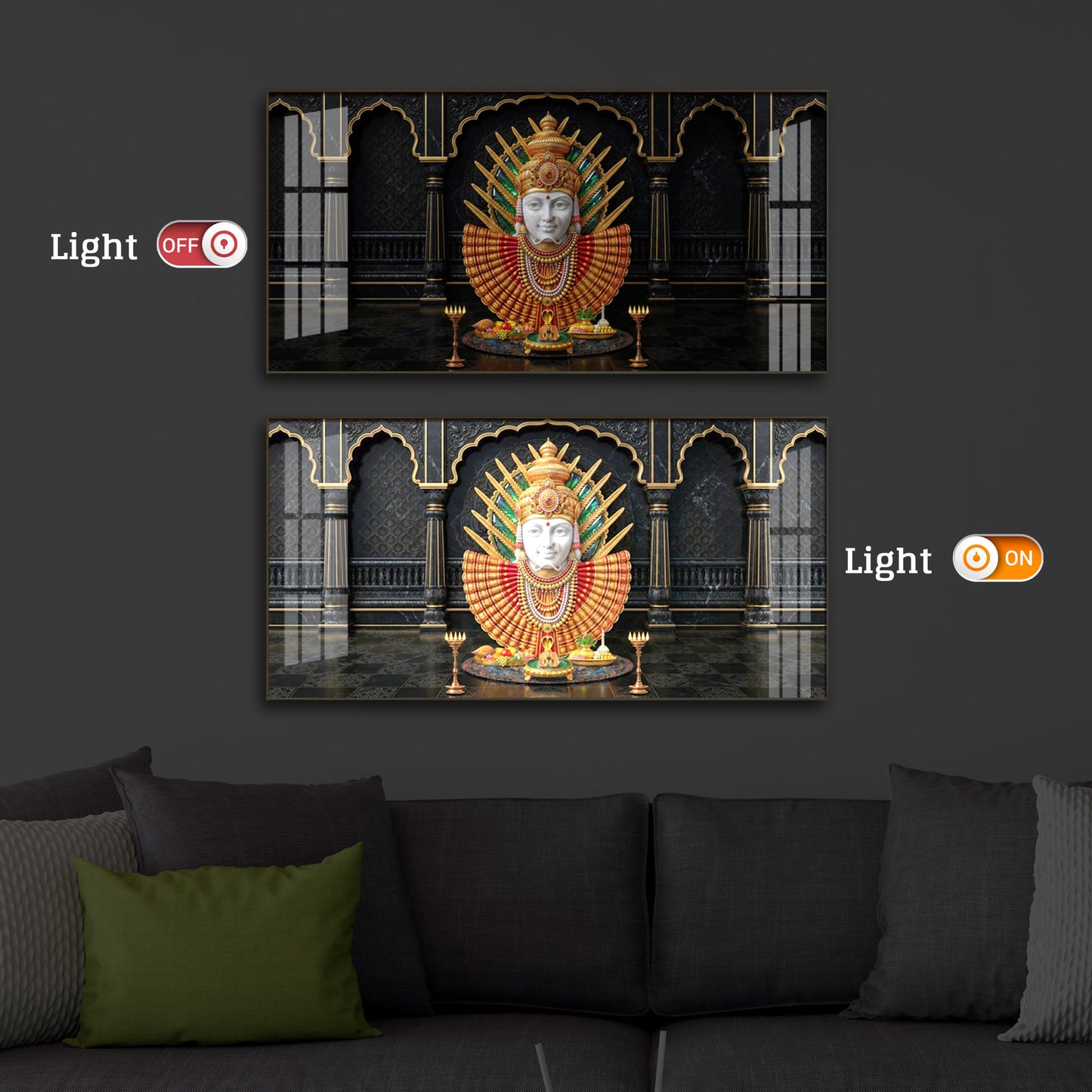 Goddess Renuka Modern Luxury Backlight Horizontal Wall Art