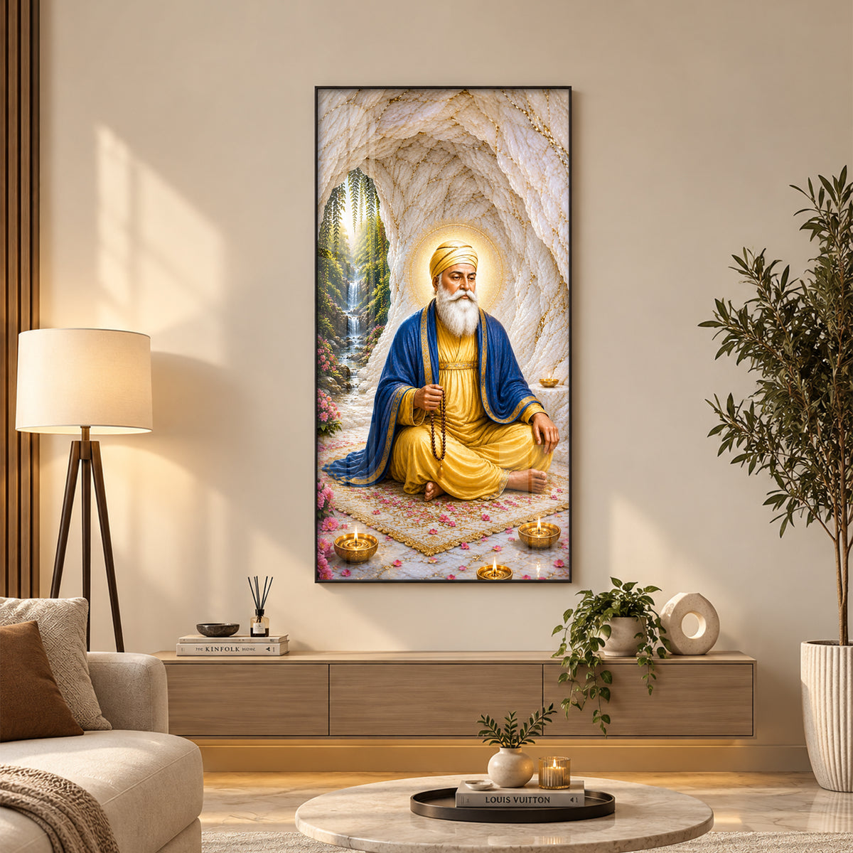 Guru Nanak Dev Ji Meditating Premium Acrylic Vertical Wall Art