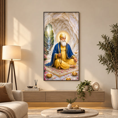 Guru Nanak Dev Ji Meditating Premium Acrylic Vertical Wall Art