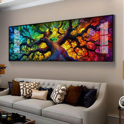 Colorful Mosaic Tree Premium Acrylic Horizontal Wall Art