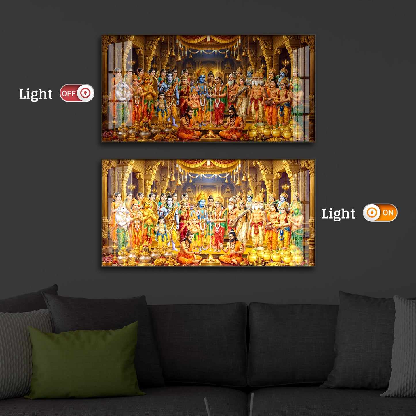 Srinivasa Kalyanam Modern Luxury Backlight Horizontal Wall Art