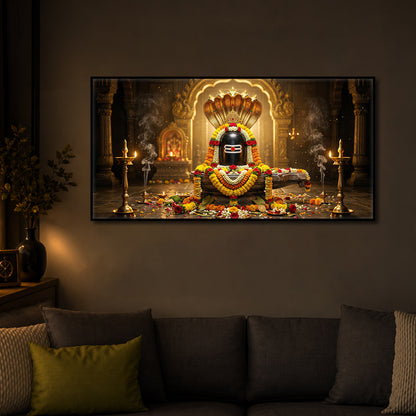 Mahadeva Shivling Modern Luxury Backlight Horizontal Wall Art