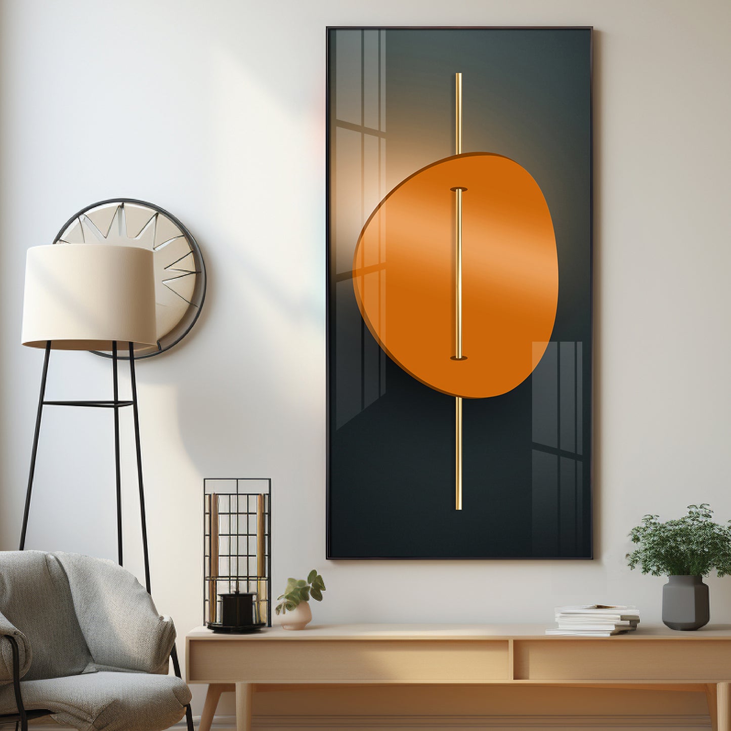 Abstract Orange Moon Premium Acrylic Vertical Wall Art