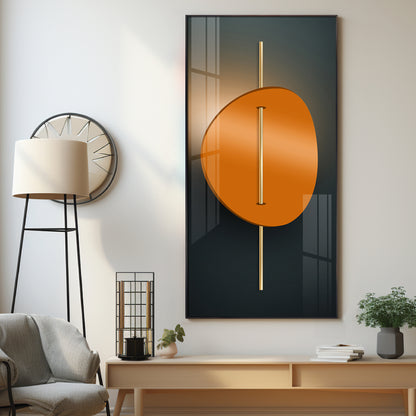 Abstract Orange Moon Premium Acrylic Vertical Wall Art