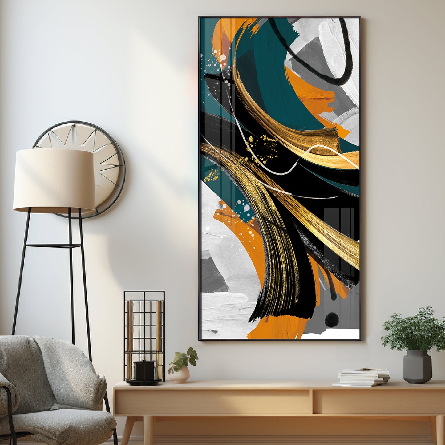 Abstract Gold Foil Premium Acrylic Vertical Wall Art