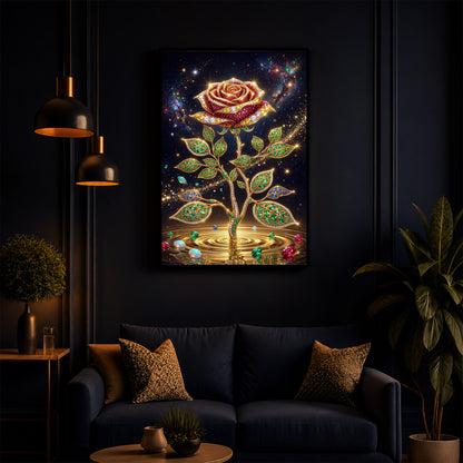 Rose Modern Luxury Backlight Vertical Wall Art