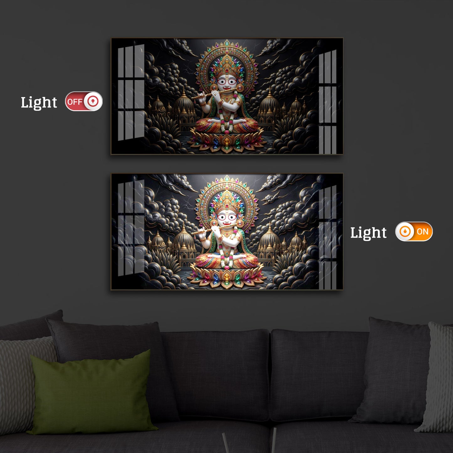 Lord Jagannath Modern Luxury Backlight Horizontal Wall Art