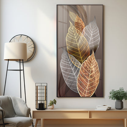 Holiluck Golden Leaf Premium Acrylic Vertical Wall Art
