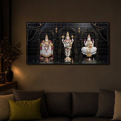 Maa Laxmi & Lord Venkateswara Modern Luxury Backlight Horizontal Wall Art