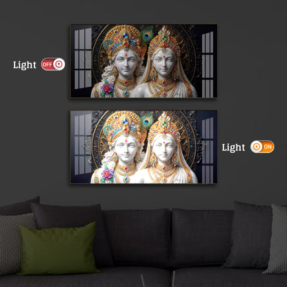 Generic Radha Krishna Modern Luxury Backlight Horizontal Wall Art