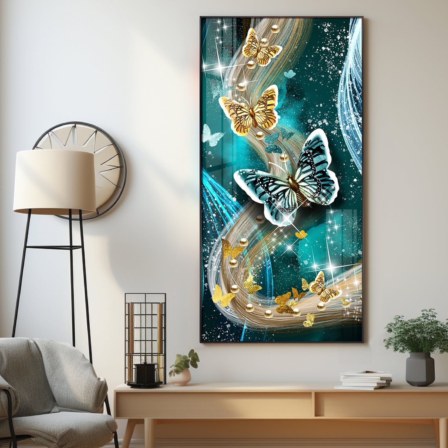 Pair Of Butterfly Premium Acrylic Vertical Wall Art