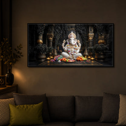 Lord Ganesha Modern Luxury Backlight Horizontal Wall Art