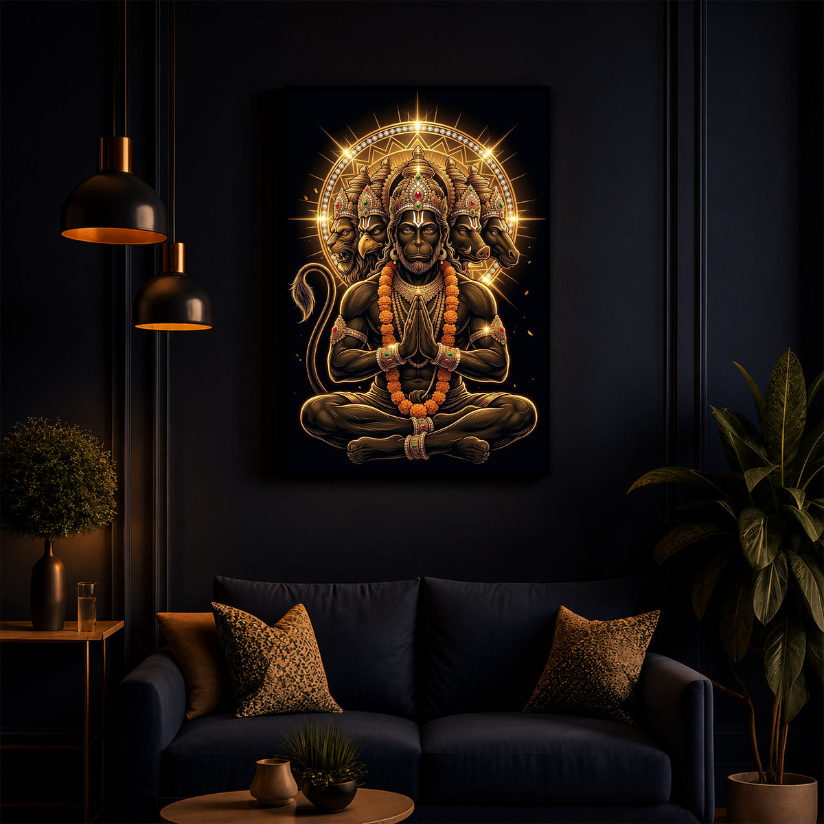 Glowing Panchamukhi Modern Luxury Backlight Vertical Wall Art