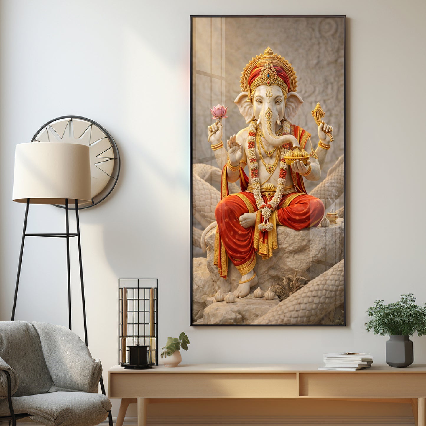 Divine Shree Ganesha Guardian Premium Acrylic Vertical Wall Art