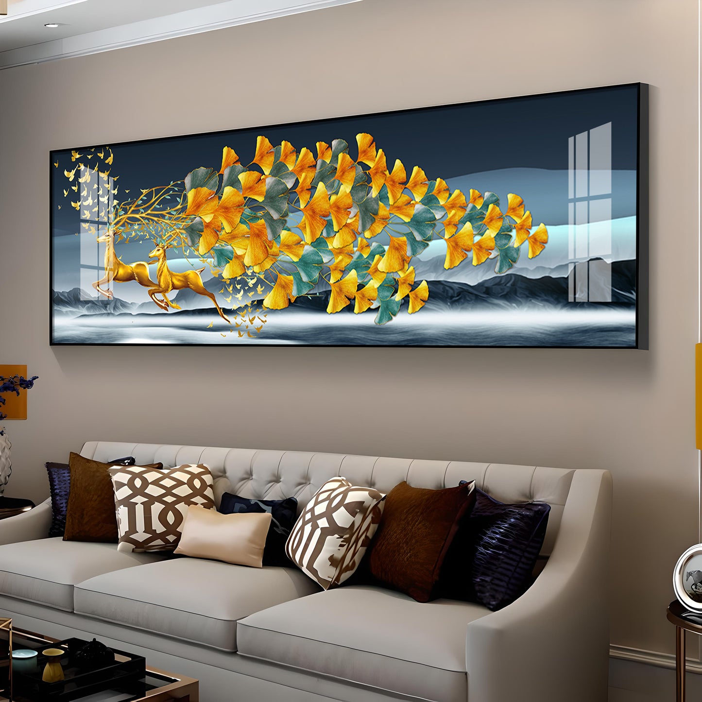 Deer Running Delight Premium Acrylic Horizontal Wall Art
