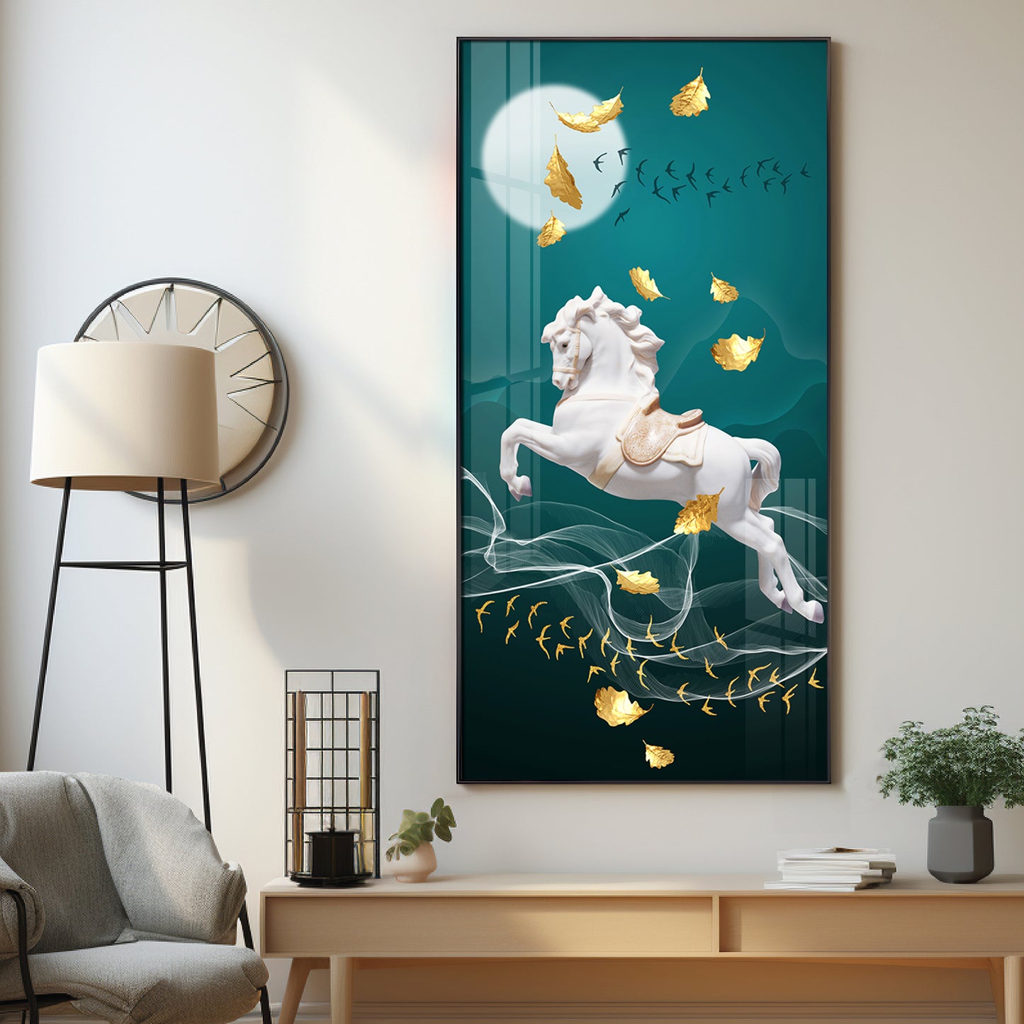 White Horse Premium Acrylic Vertical Wall Art