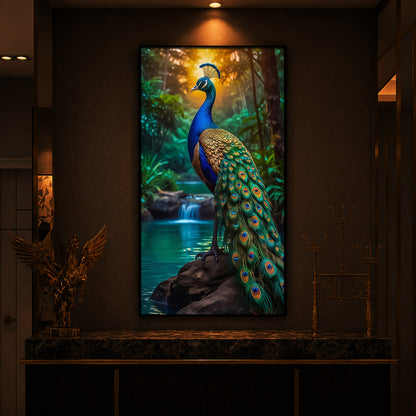 The Peacock Modern Luxury Backlight Vertical Wall Art