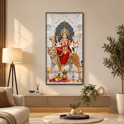 Elegant Durga Mata Premium Acrylic Vertical Wall Art