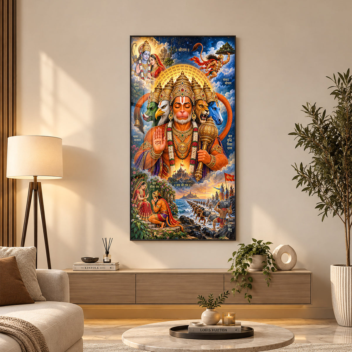 Divine Panchmukhi Hanuman Premium Acrylic Vertical Wall Art