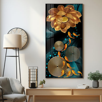 Golden Serenity Blossom Premium Acrylic Vertical Wall Art