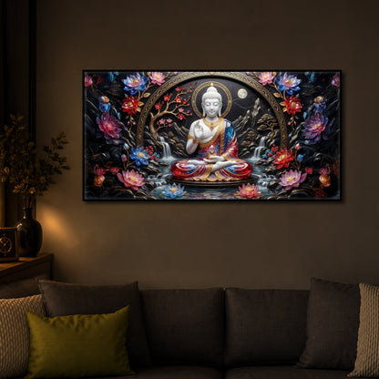 Colorful Buddha Modern Luxury Backlight Horizontal Wall Art