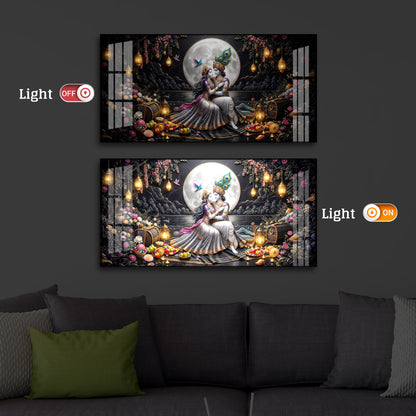 Generic Radha Krishna Romantic Modern Luxury Backlight Horizontal Wall Art