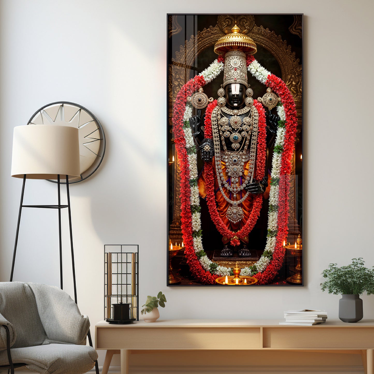 Lord Tirupati Balaji Premium Acrylic Vertical Wall Art