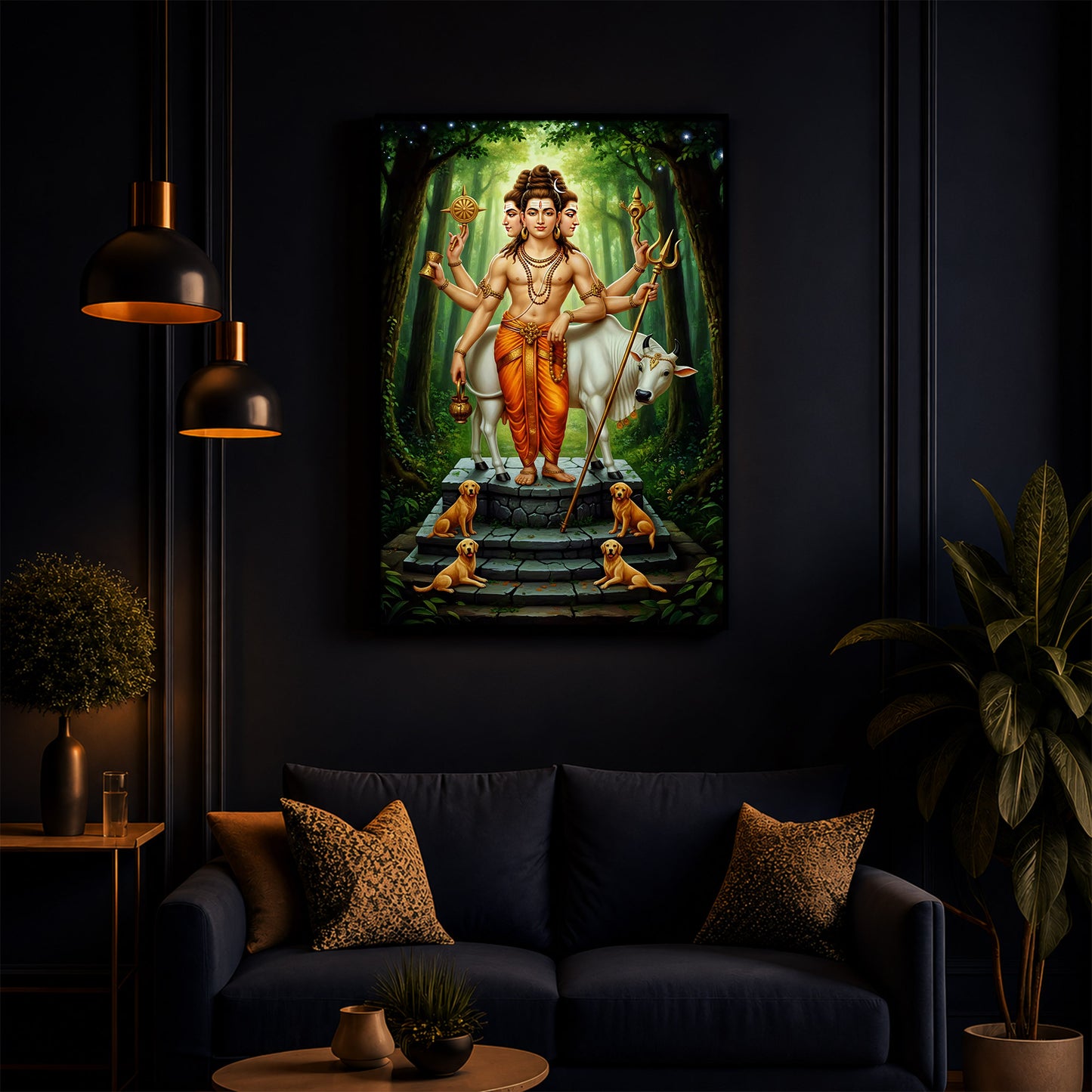 Jai Guru Dattatreya Modern Luxury Backlight Vertical Wall Art