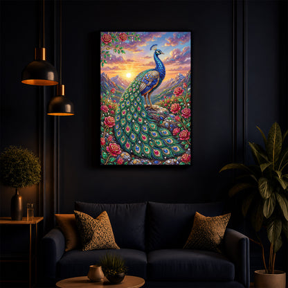 Colorful Beautiful Peacock Modern Luxury Backlight Vertical Wall Art