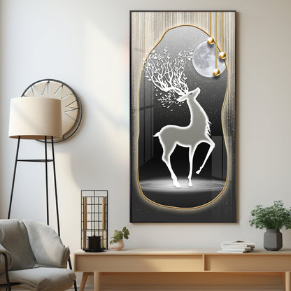 Silver Deer’s Gaze Premium Acrylic Vertical Wall Art