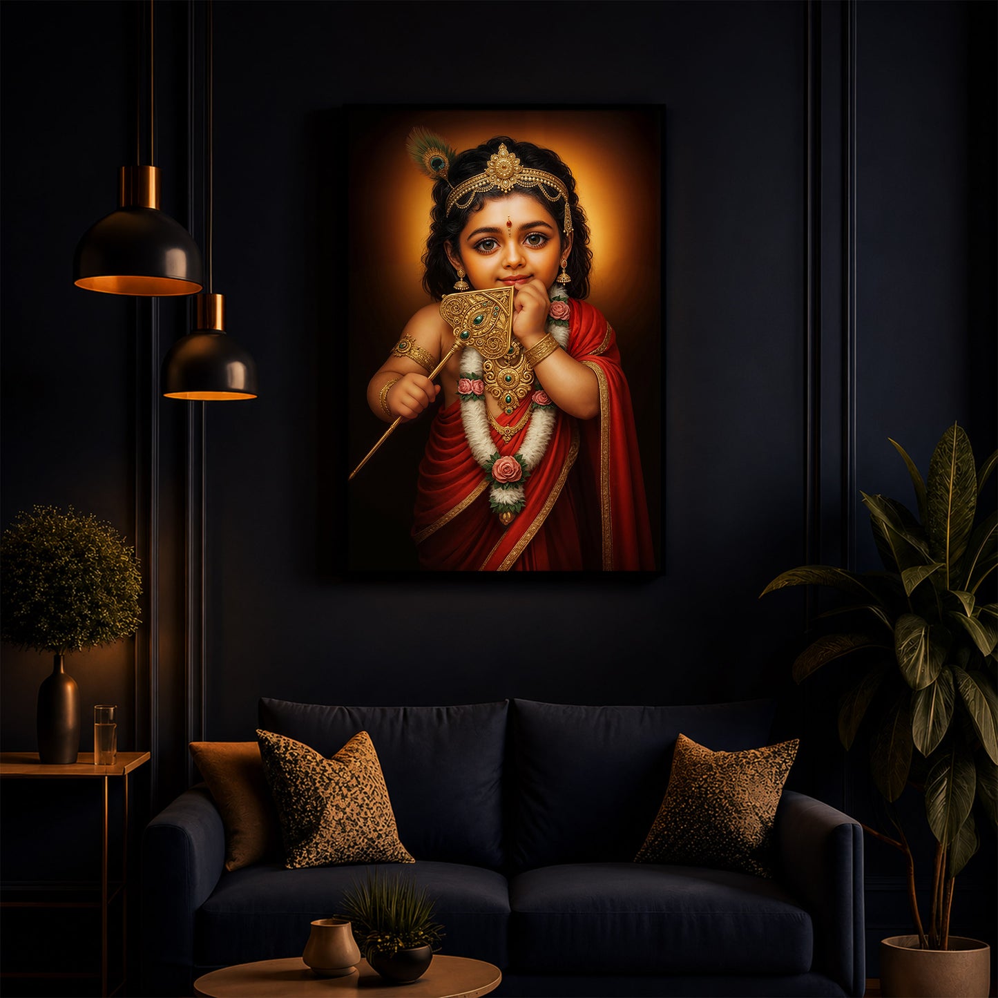 Little Murugan Ji Modern Luxury Backlight Vertical Wall Art