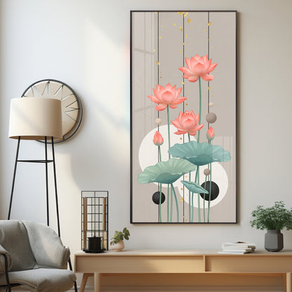 Pink Lotus Abstract Premium Acrylic Vertical Wall Art