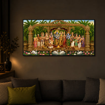 Hindu Deities Srinivasa Kalyanam Modern Luxury Backlight Horizontal Wall Art