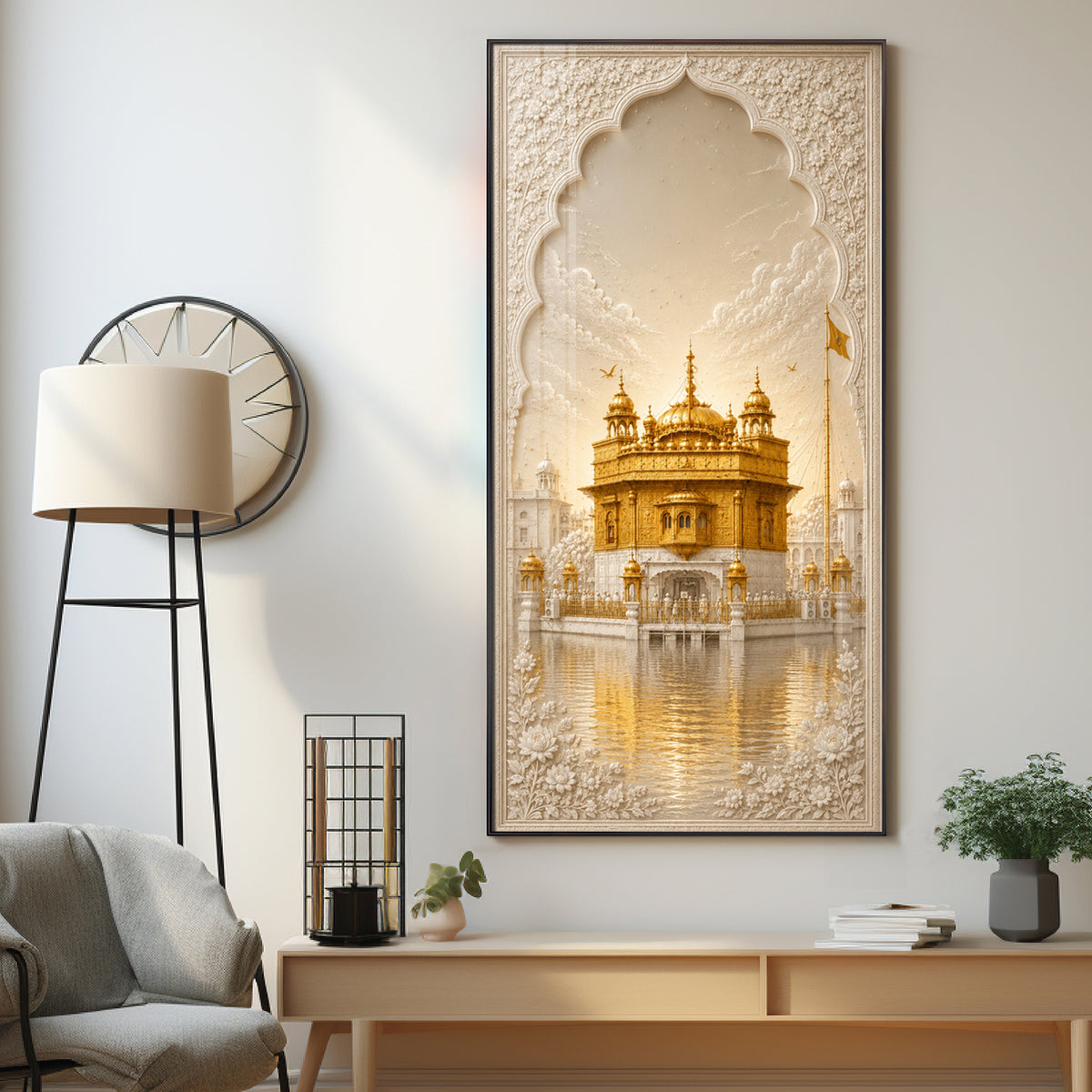 Divine Golden Temple Premium Acrylic Vertical Wall Art