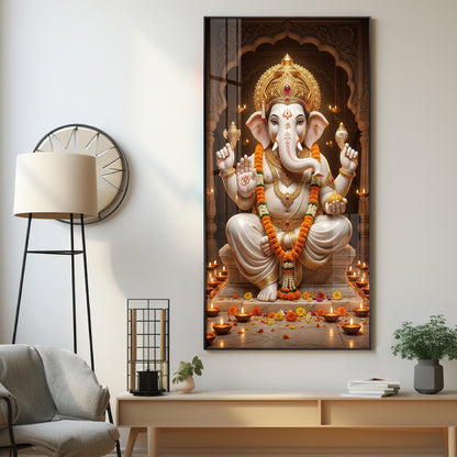 Ganesh Ji Eternal Wisdom Premium Acrylic Vertical Wall Art