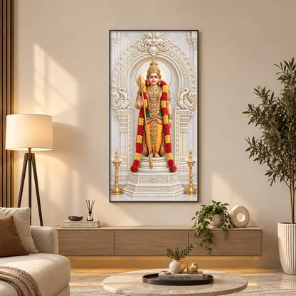 Divine Murugan With Vel Premium Acrylic Vertical Wall Art