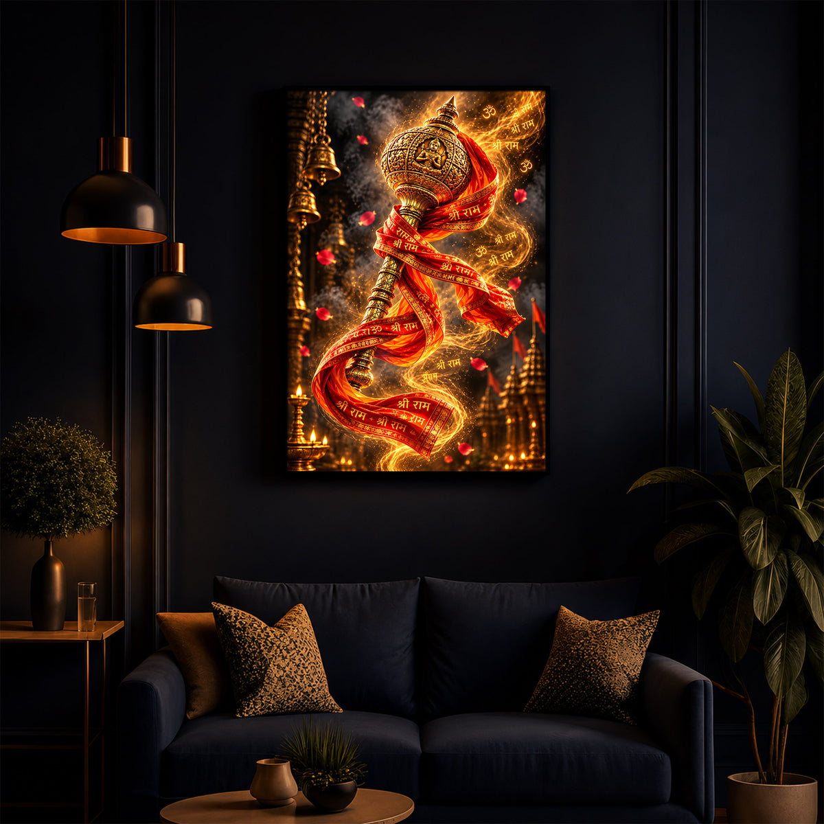 Golden Gada Modern Luxury Backlight Vertical Wall Art