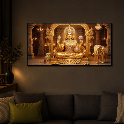 Golden Lakshmi Modern Luxury Backlight Horizontal Wall Art