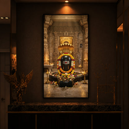 Shree Somnath Jyotirlinga Modern Luxury Backlight Vertical Wall Art