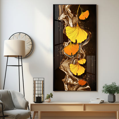 Glittering Ginkgo Premium Acrylic Vertical Wall Art
