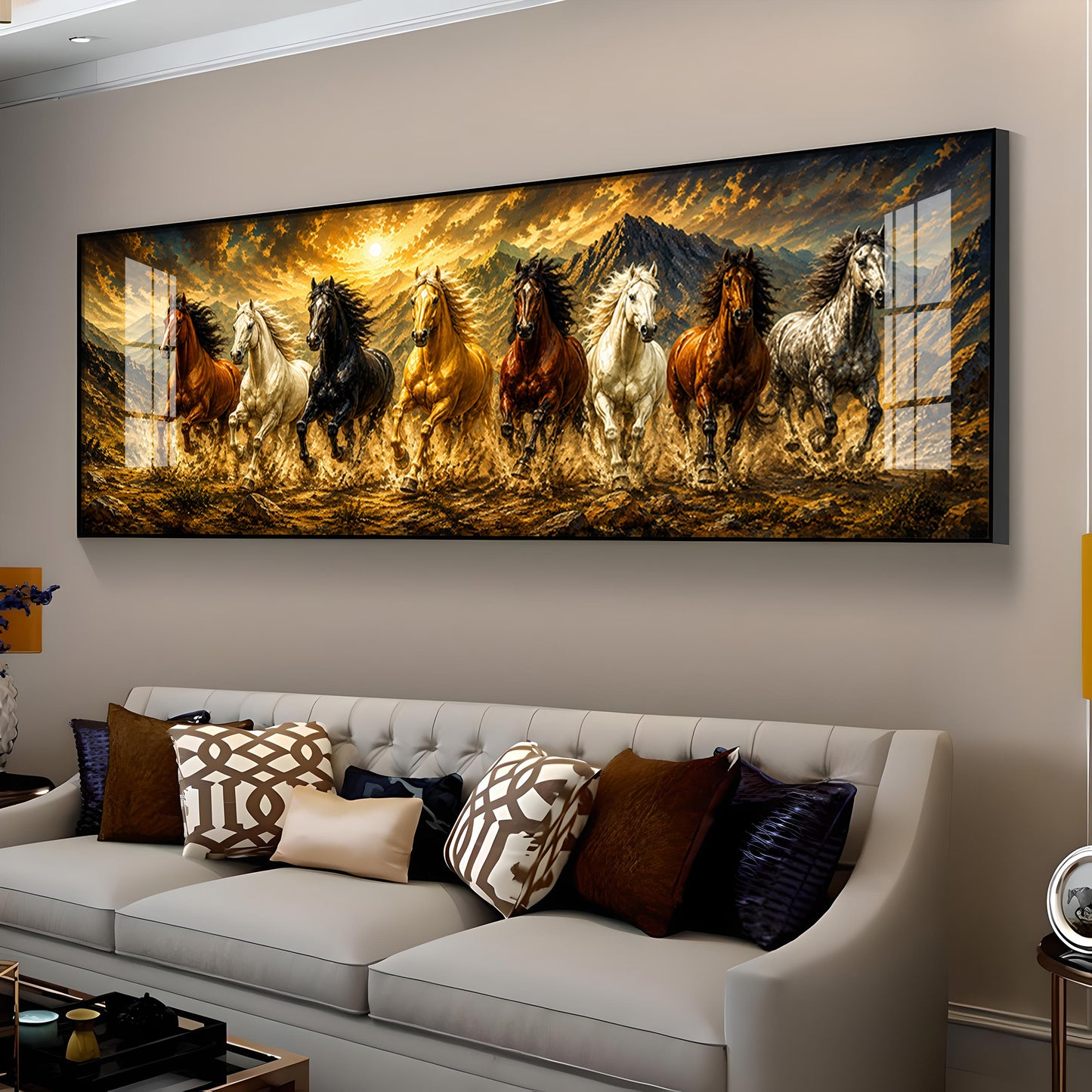 Eight Horses Mountains Premium Acrylic Horizontal Wall Art