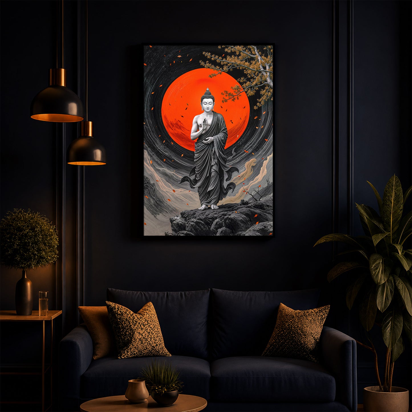 Buddhay Ji Modern Luxury Backlight Vertical Wall Art
