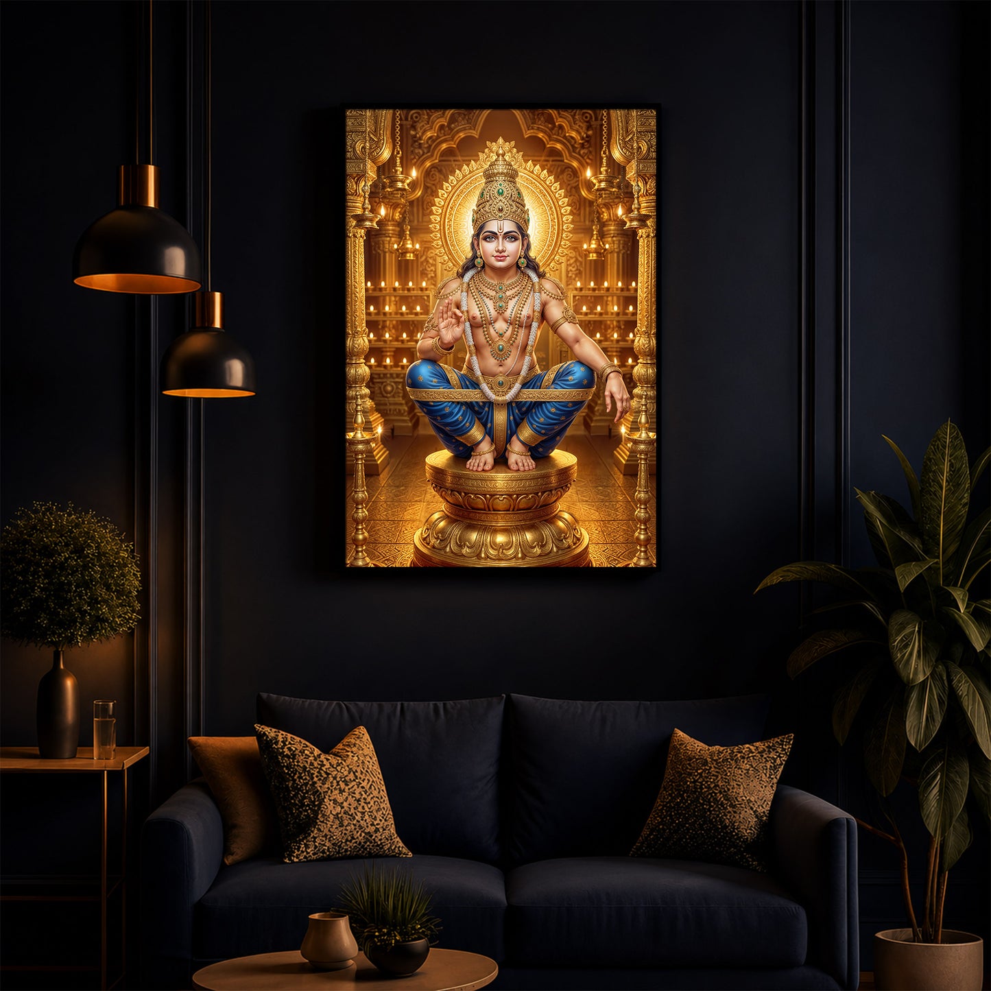 Ayyappan Swamy Modern Luxury Backlight Vertical Wall Art