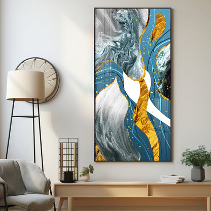 Blue & White Abstraction Premium Acrylic Vertical Wall Art
