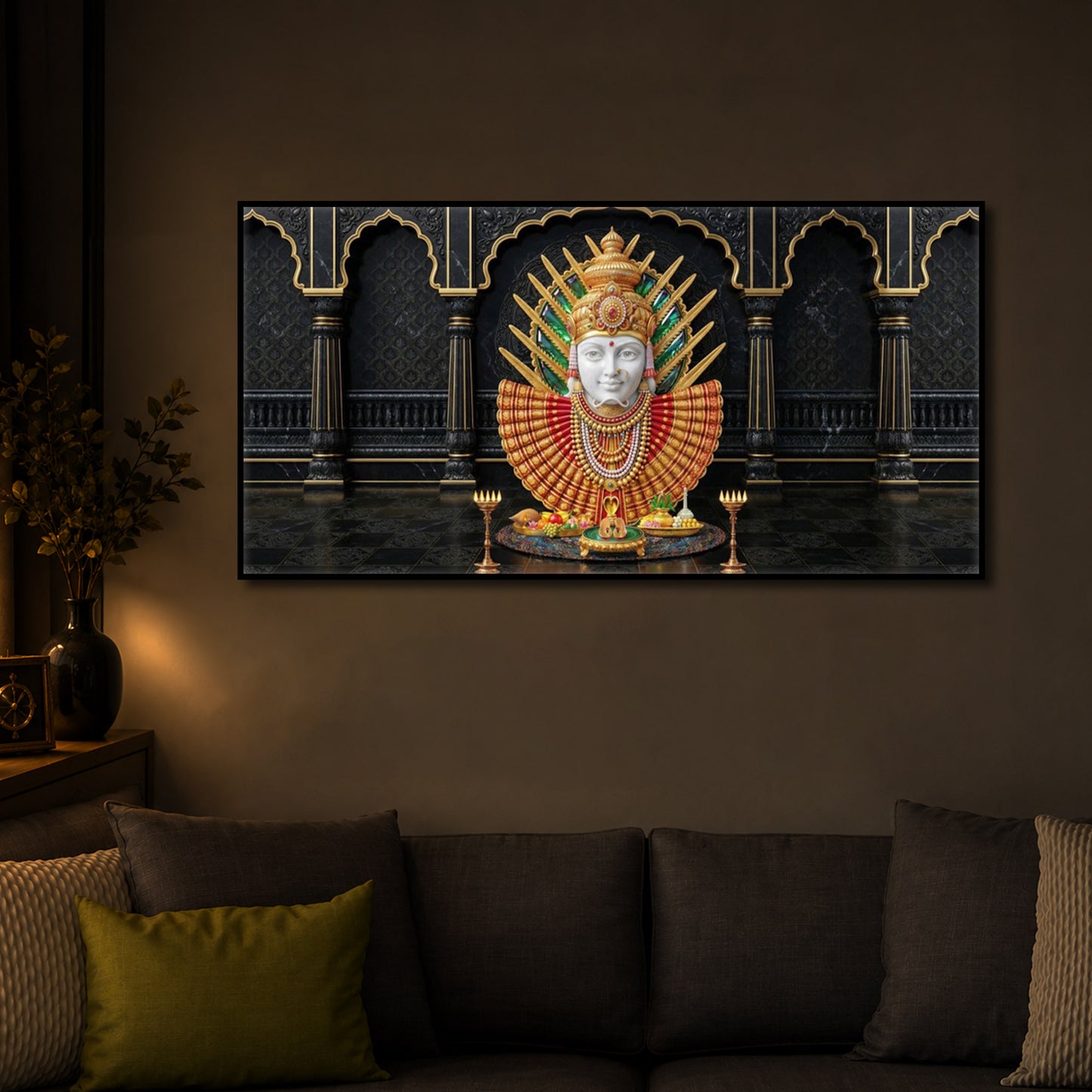 Goddess Renuka Modern Luxury Backlight Horizontal Wall Art