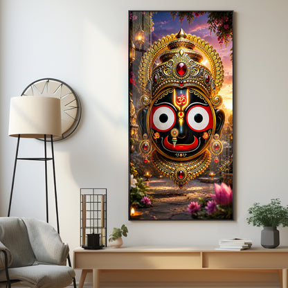 Lord Jagannath Face Premium Acrylic Vertical Wall Art