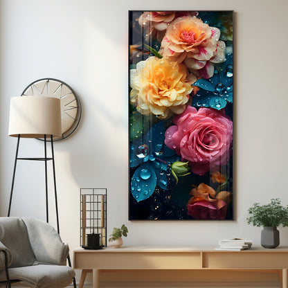 Colorful Flowers Premium Acrylic Vertical Wall Art