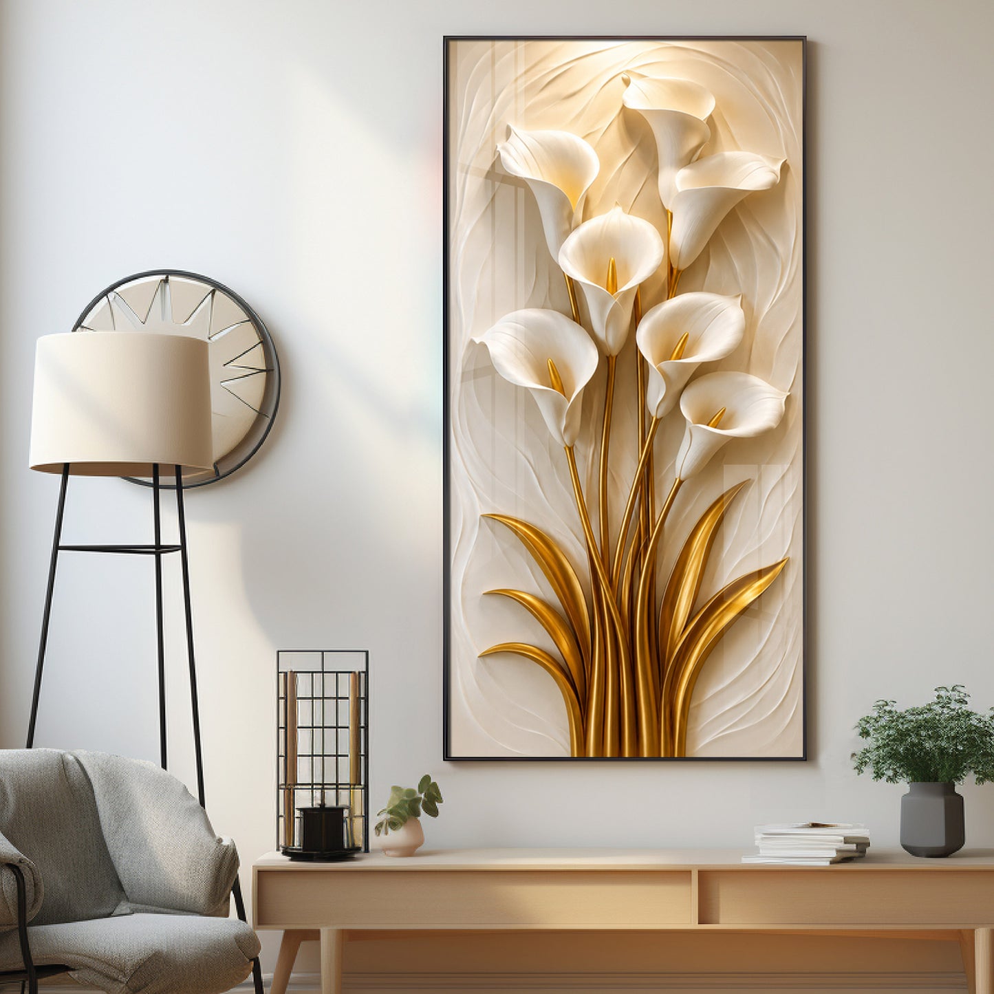 White Calla Lilies Flowers Premium Acrylic Vertical Wall Art