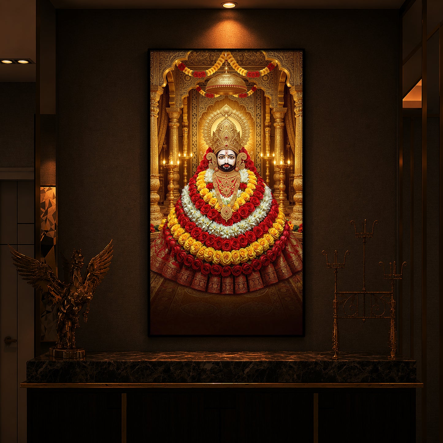 Khatu Shyam Baba Modern Luxury Backlight Vertical Wall Art